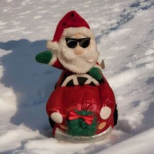 Gemmy Animated Santa Bump And Go Car Tested Works Plays "Free Ride"